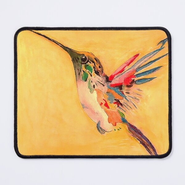 Aperçu de l'œuvre Colibri - Peinture d'oiseau - Oiseau volant - Jaune - Oiseau tropical coloré élégant créée et vendue par TessAndre.