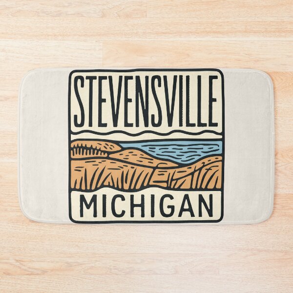 Item preview, Stevensville Michigan Vintage Woodcut Style Dune Art designed and sold by TheOldMittenIllustrated.