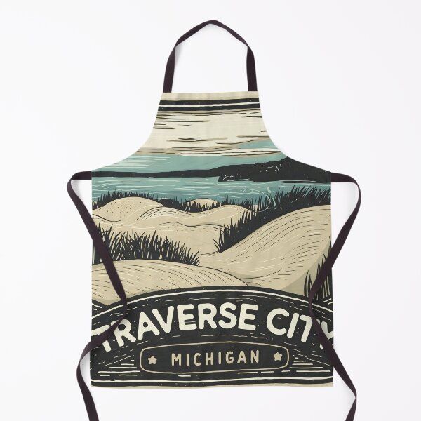 Item preview, Traverse City Michigan Vintage Woodcut Style Dune Art designed and sold by TheOldMittenIllustrated.