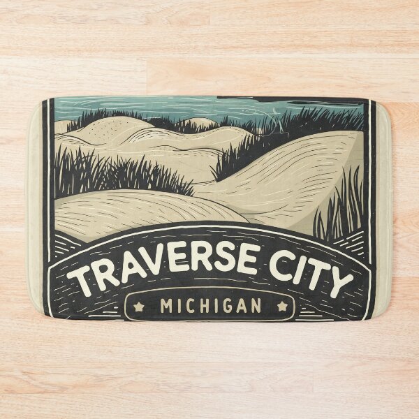 Item preview, Traverse City Michigan Vintage Woodcut Style Dune Art designed and sold by TheOldMittenIllustrated.