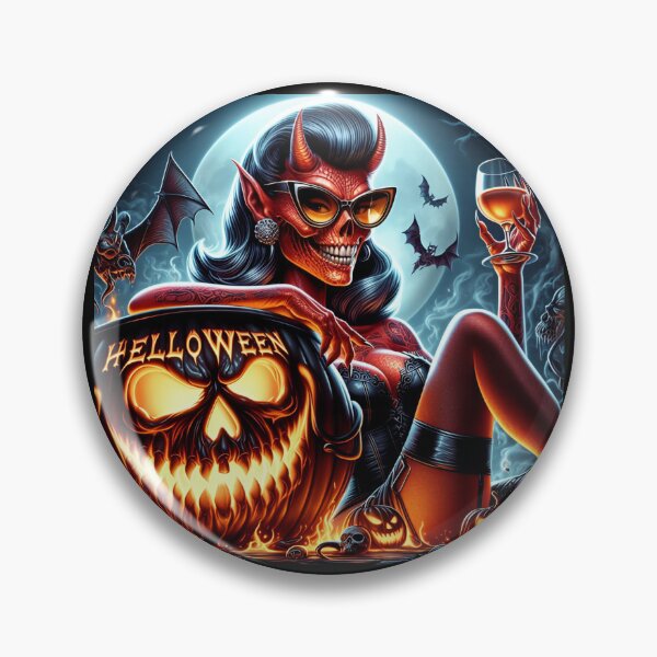 Item preview, Pinup Devil Halloween Moonlit Blaze designed and sold by Voodoo Store Paranormal Collections.