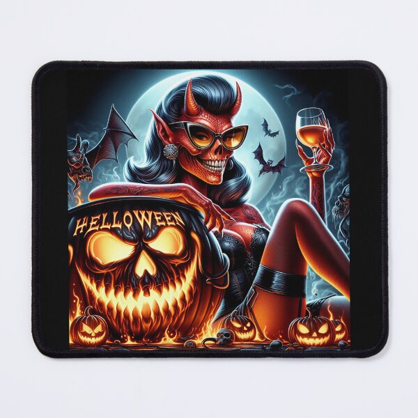 Item preview, Pinup Devil Halloween Moonlit Blaze designed and sold by Voodoo Store Paranormal Collections.
