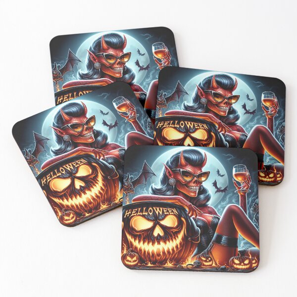 Item preview, Pinup Devil Halloween Moonlit Blaze designed and sold by Voodoo Store Paranormal Collections.