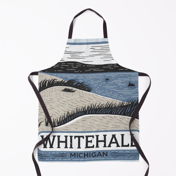 Item preview, Whitehall Michigan Vintage Woodcut Style Dune Art designed and sold by TheOldMittenIllustrated.