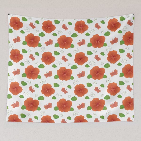 Item preview, Red Hibiscus flower drawing or Rose Mallow with white background  designed and sold by FTYCuteDesign.
