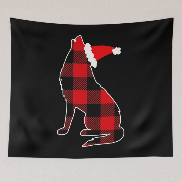 Item preview, Red Plaid Wolf Santa Hat Christmas Pajama Wolf Lover 		 designed and sold by boatensojo.