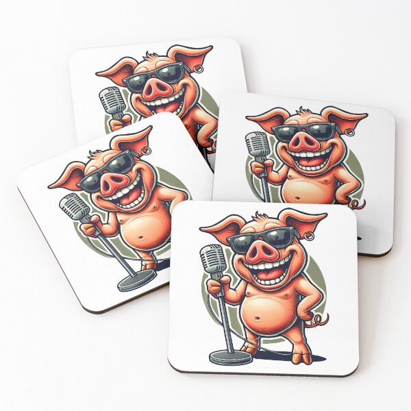 Artikelvorschau, Cooler singender Schwein-Cartoon mit Sonnenbrille und Mikrofon. entworfen und verkauft von The-T-In-Retro.