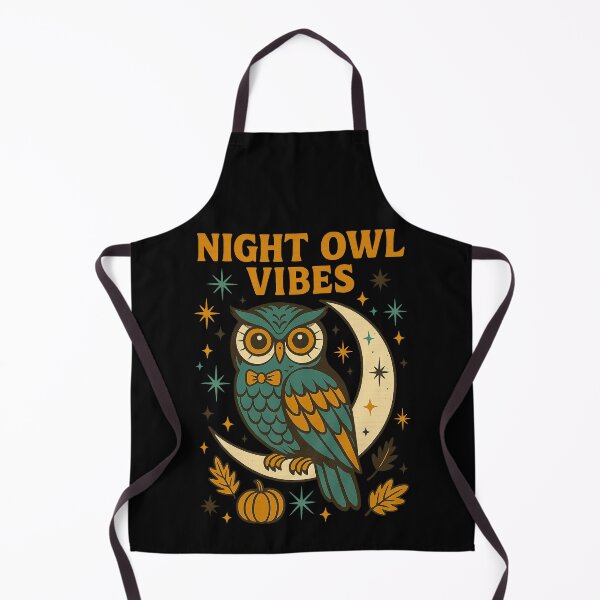 Item preview, Night Owl Vibes – Retro Cosmic Owl Crescent Moon Mid Century Design designed and sold by FluffyCreative.