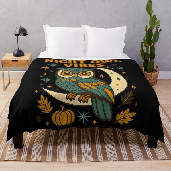 Item preview, Night Owl Vibes – Retro Cosmic Owl Crescent Moon Mid Century Design designed and sold by FluffyCreative.