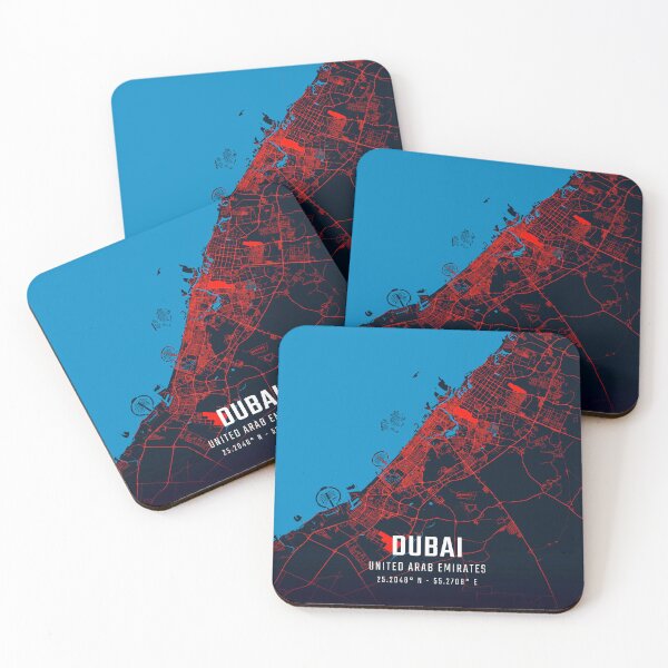 Item preview, Dubai Red & Blue Minimalist Map designed and sold by HomeLivingCo.