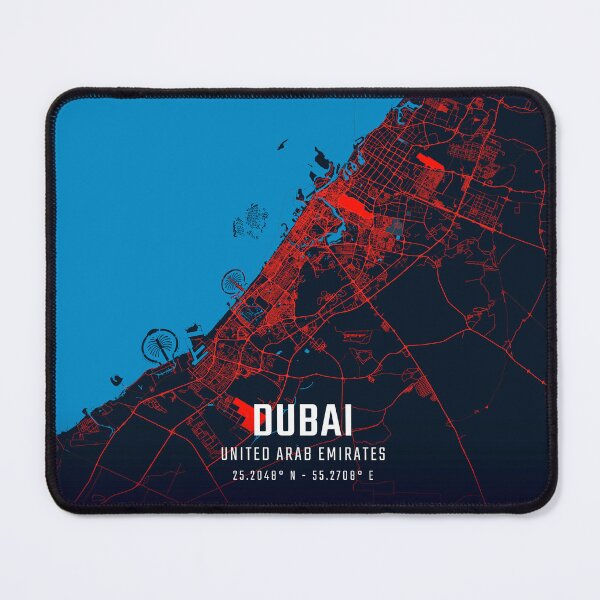 Item preview, Dubai Red & Blue Minimalist Map designed and sold by HomeLivingCo.