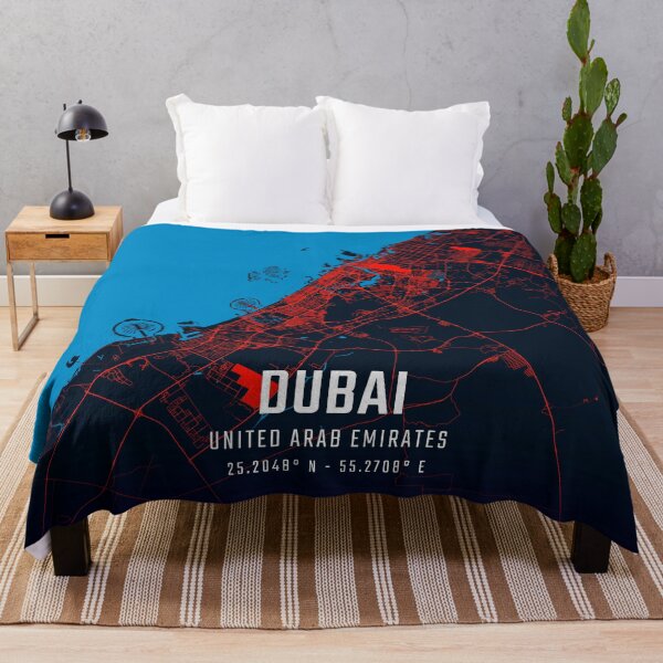 Item preview, Dubai Red & Blue Minimalist Map designed and sold by HomeLivingCo.