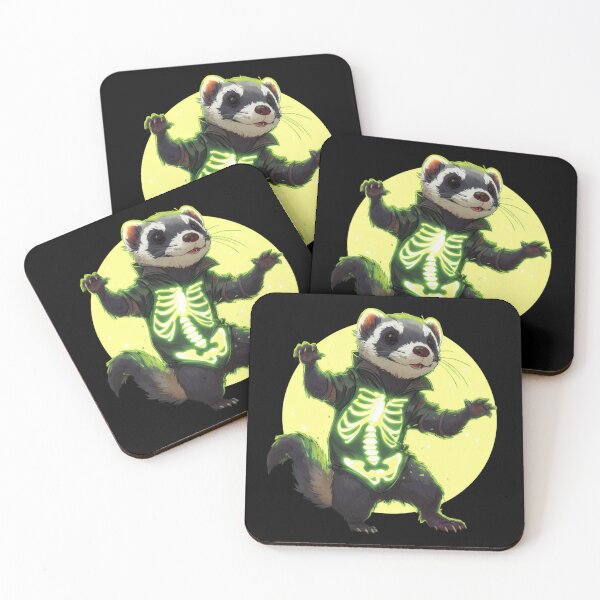 Item preview, Halloween Ferret – Funny ferret in a glowing skeleton costume designed and sold by Meiersbeste.