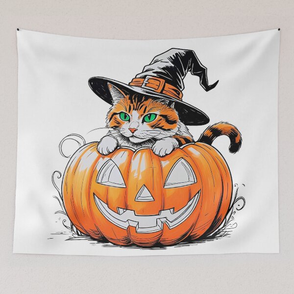 Item preview, Cat coming out of a Pumpkin designed and sold by StickerArt Shop.