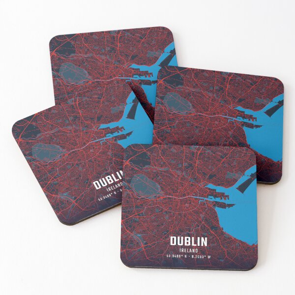 Item preview, Dublin Red & Blue Minimalist Map designed and sold by HomeLivingCo.