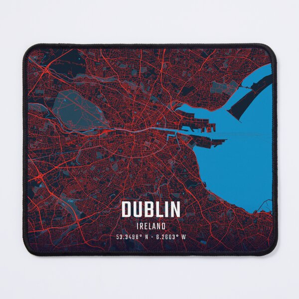 Item preview, Dublin Red & Blue Minimalist Map designed and sold by HomeLivingCo.