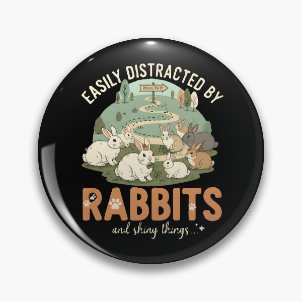 Item preview, "Productivity Problem" - Easily Distracted by Rabbits & Shiny Things Funny Graphic designed and sold by DMNindustries.