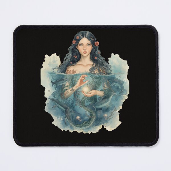 Item preview, She Is the Ocean Art T-Shirt – Eco Spirit Nature Guardian Illustration designed and sold by Mythic Tide.