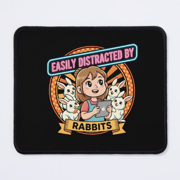 Item preview, Neon Bunny Obsession - "Easily Distracted By Rabbits" Gamer Graphic designed and sold by DMNindustries.