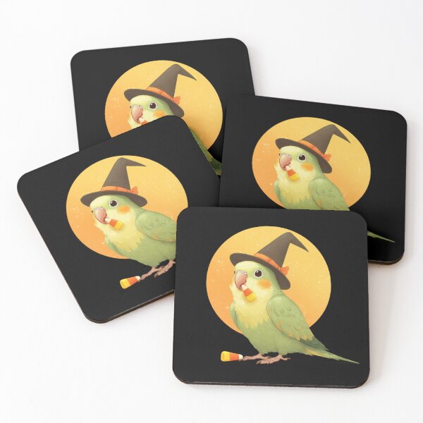 Item preview, Halloween Parakeet – Cute parakeet with witch hat and candy corn designed and sold by Meiersbeste.