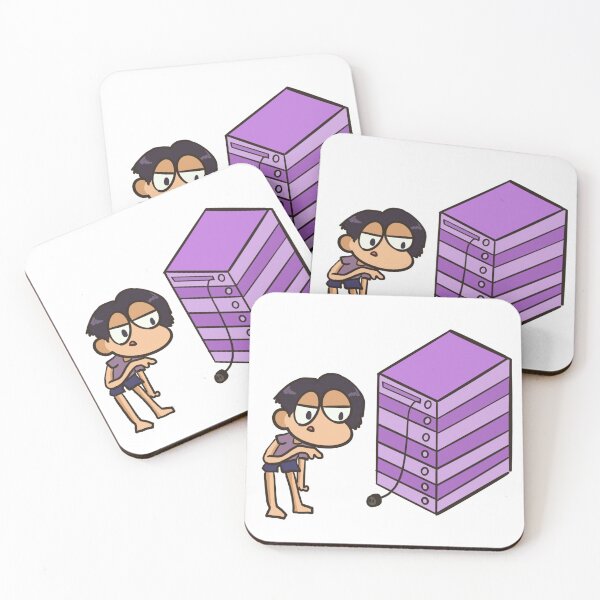 Item preview, Curious Cartoon Boy with Purple Server designed and sold by CartoonyVerse.