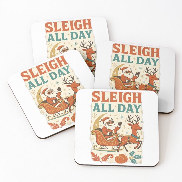Item preview, Sleigh All Day – Retro Funny Santa Sleigh Ride Mid Century Christmas Design designed and sold by FluffyCreative.