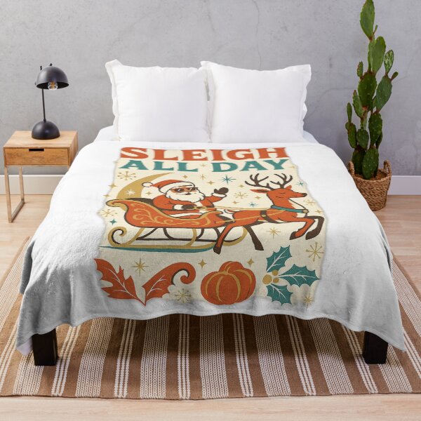 Item preview, Sleigh All Day – Retro Funny Santa Sleigh Ride Mid Century Christmas Design designed and sold by FluffyCreative.