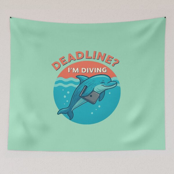 Item preview, Diving Over Deadlines – Dolphin Laptop Escape Art designed and sold by Modivox.
