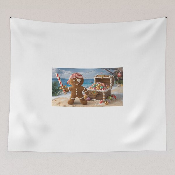 Item preview, Pirate gingerbread cookie on Christmas beach designed and sold by StormArte.