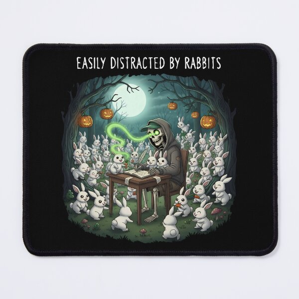Item preview, Grim Reaper's Distraction - "Easily Distracted By Rabbits" Dark Humor Graphic designed and sold by DMNindustries.