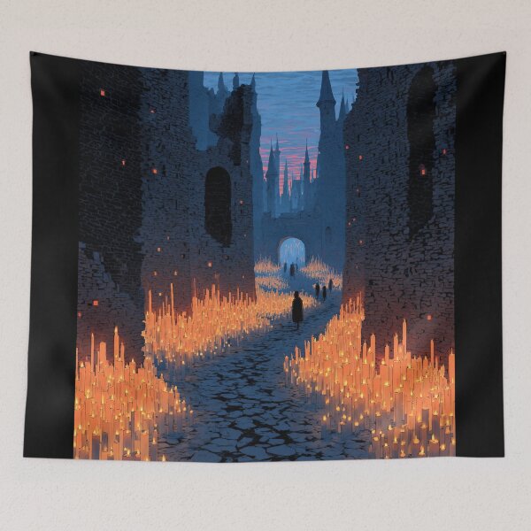 Item preview, Dark fantasy castle – ruins with a thousand candles and mysterious figures designed and sold by Meiersbeste.