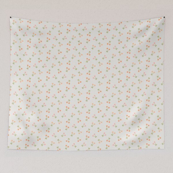 Item preview, Cute Tossed Cherry Fruit With Ribbon Bows In Peach Shades And Green designed and sold by EliveraDesigns.