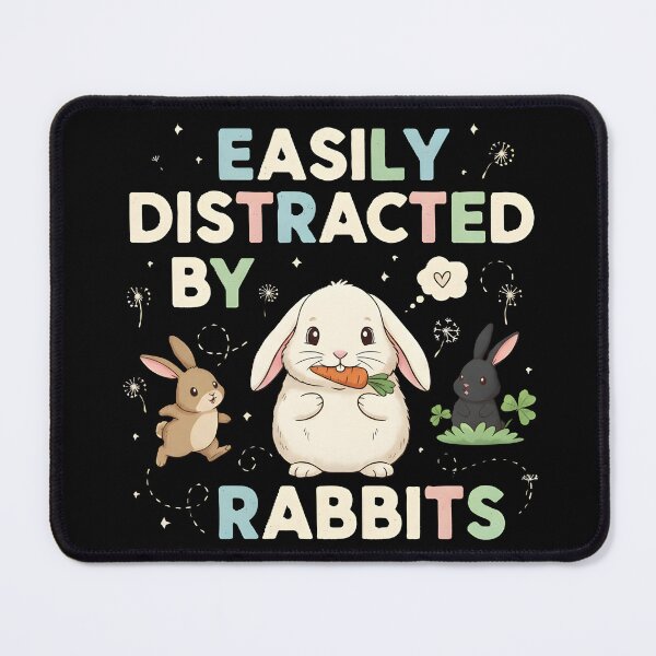 Item preview, Pastel Spring Delight - "Easily Distracted By Rabbits" Cute Graphic designed and sold by DMNindustries.