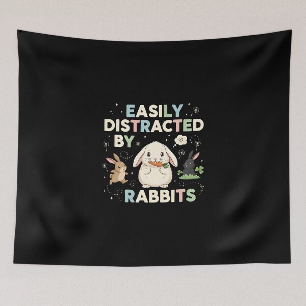 Item preview, Pastel Spring Delight - "Easily Distracted By Rabbits" Cute Graphic designed and sold by DMNindustries.