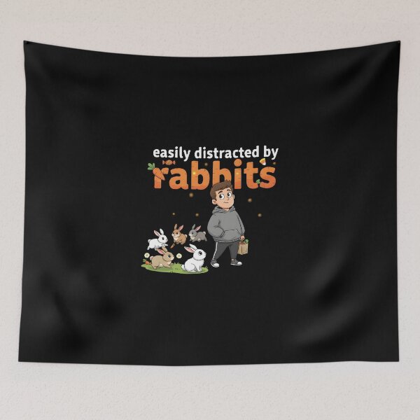 Item preview, Pastel Spring Delight - "Easily Distracted By Rabbits" Cute Graphic designed and sold by DMNindustries.