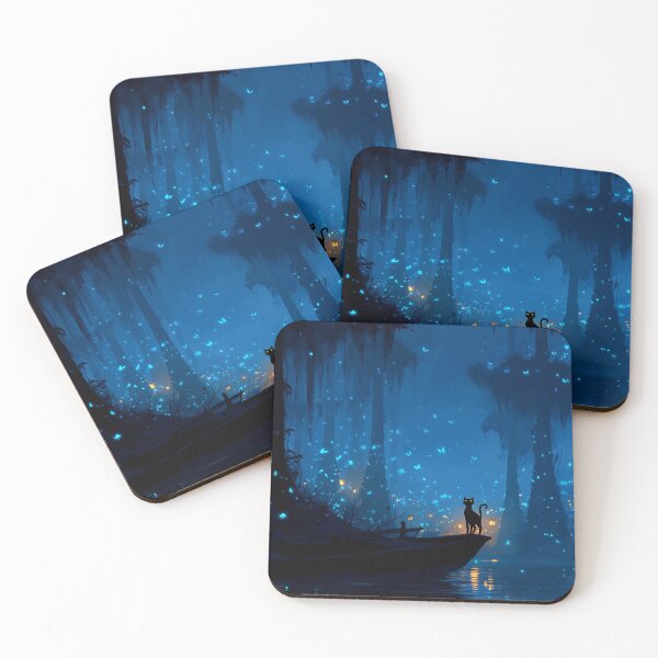 Item preview, Mystical black cat in the glowing swamp – Fantasy artwork designed and sold by Meiersbeste.