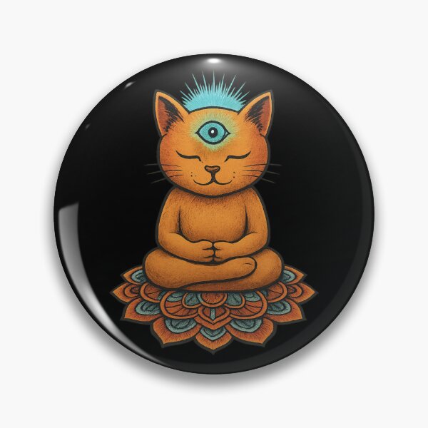 Item preview, Meditating Cat – Third Eye Mandala Cushion Spiritual Design designed and sold by OnPointOutfits.