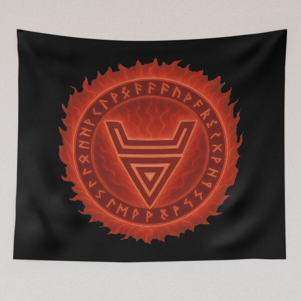 Item preview, Veles Sign - Slavic Symbol of Magic and Protection with a magical aura of flames designed and sold by Myth-LegendArt.