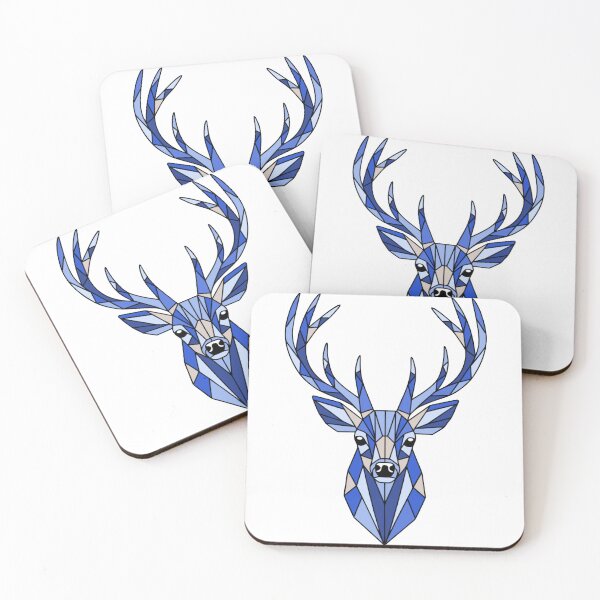 Item preview, Geometric Blue Deer Head Illustration – Modern Polygonal Wildlife Art designed and sold by Royalsticker.