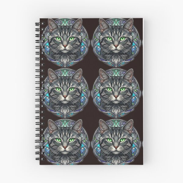 Item preview, Gray Cat Portrait Stained Glass Art Deco designed and sold by Mosaico Celeste.
