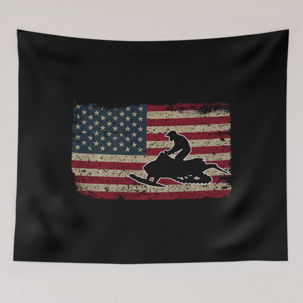 Item preview, Snowmobile USA Flag Snow Sled Patriotic Snowmobiling 	 Pullover 		 designed and sold by yovalgoyesm.