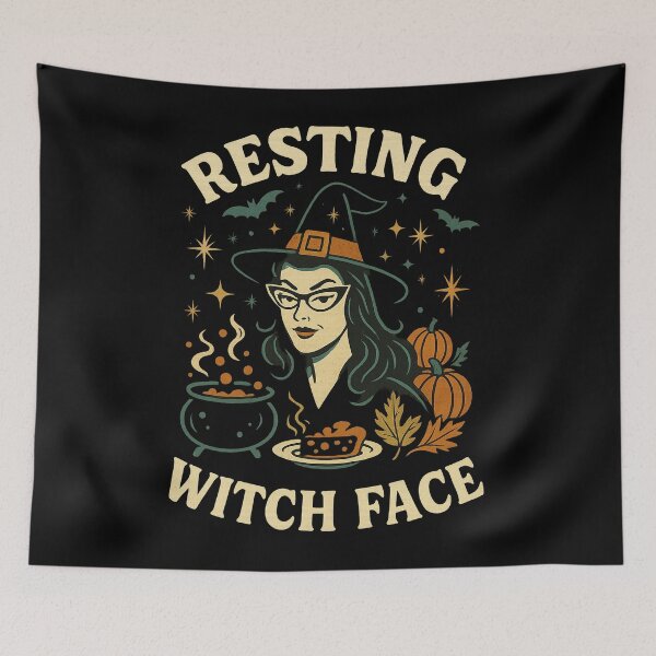 Item preview, Resting Witch Face – Funny Retro Halloween Witch Mid Century Design designed and sold by FluffyCreative.