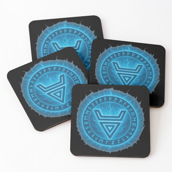 Item preview, The Sign of Veles - a Slavic symbol of magic and protection with a magical aura of blue flames designed and sold by Myth-LegendArt.