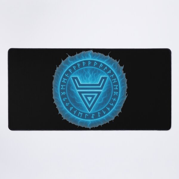Item preview, The Sign of Veles - a Slavic symbol of magic and protection with a magical aura of blue flames designed and sold by Myth-LegendArt.