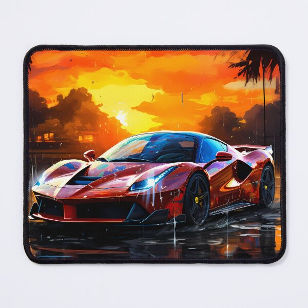Item preview, Dream Car Displayed Against Fiery Clouds And Palm Trees designed and sold by RevUpDesign.