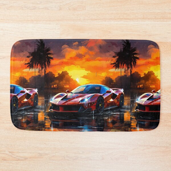 Item preview, Dream Car Displayed Against Fiery Clouds And Palm Trees designed and sold by RevUpDesign.
