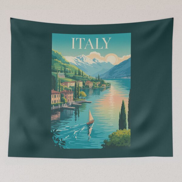 Item preview, Italy Amalfi Coast Illustration Travel Art Vintage designed and sold by KrisSidDesigns.