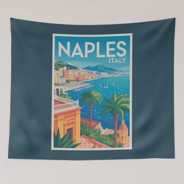 Artikelvorschau, Neapel Italien Illustration Reisekunst Vintage entworfen und verkauft von KrisSidDesigns.