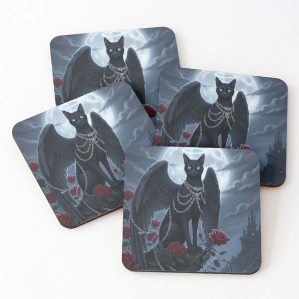 Item preview, Gothic Angel Cat Dark Fantasy Winged Cat Design designed and sold by Neko-Doodle-co.