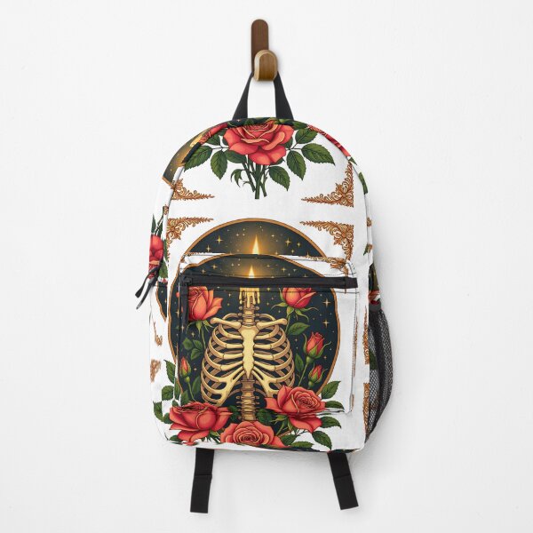 Item preview, Decorative artwork featuring skeleton, candle, and roses, blending elements of life and death in a floral arrangement designed and sold by SpaceartLilu.